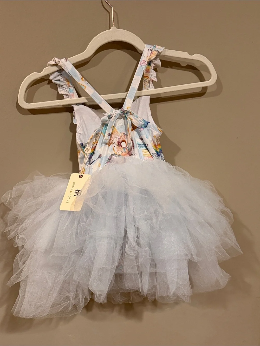 White Tulle Tutu Dress with Candy Print Bodice